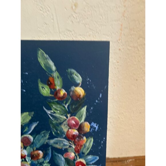 Hand-Painted Botanical Art Canvas Board impressionist 10.5x16" blue green READ - Picture 3 of 9
